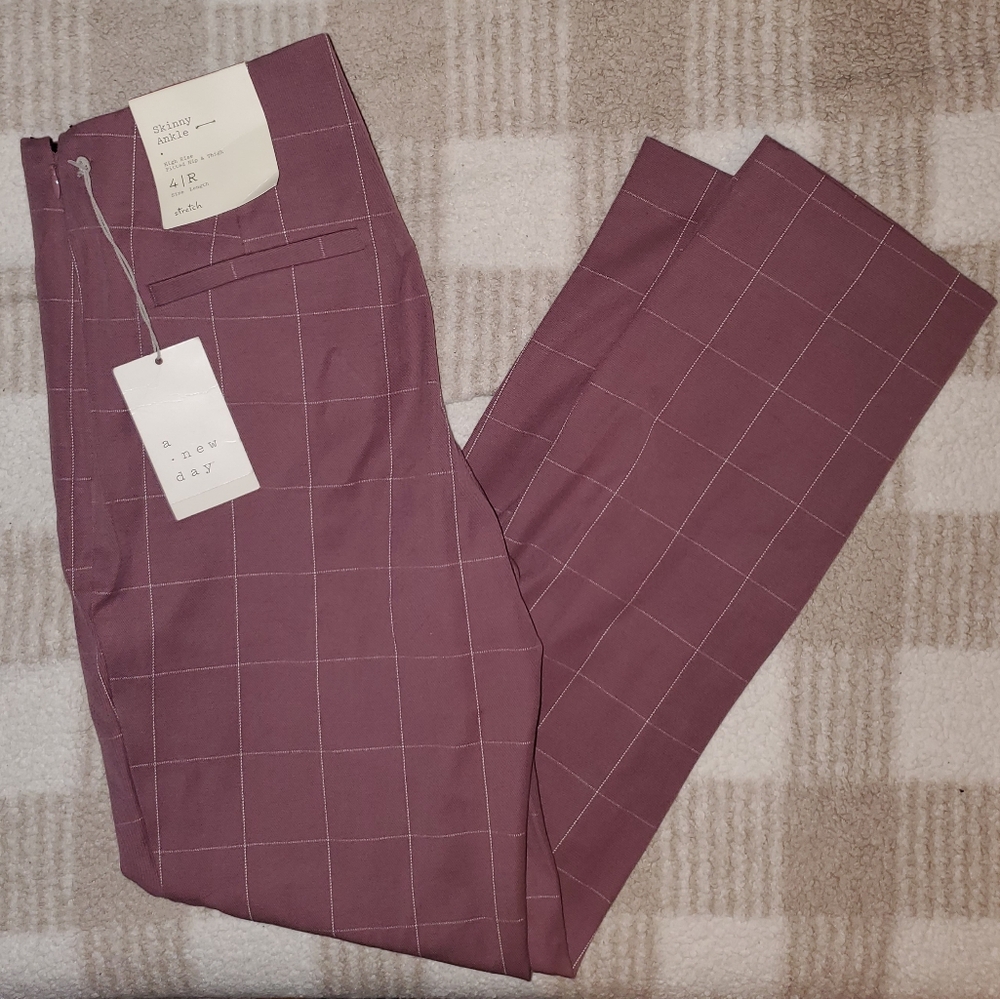 NWT A New Day Side Zip Grid Pattern High Rise Skinny Ankle Pants - Picture 2 of 10